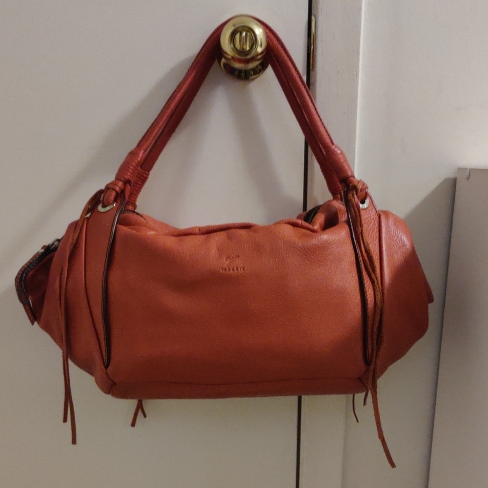 Leather Shoulder Bag with Gold Hardware